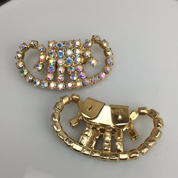 Vintage Musi gold rhinestone shoe clip pin - Picture 4 of 5